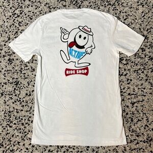 Active Ride Shop Tee Shirt White Short Sleeve Back Graphic Men's Size Small